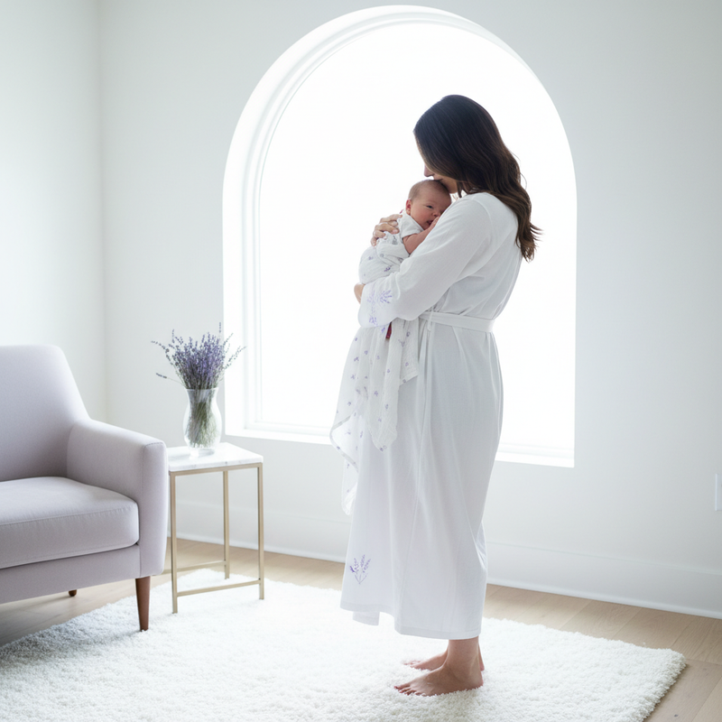Mother and baby - matching lavender tones